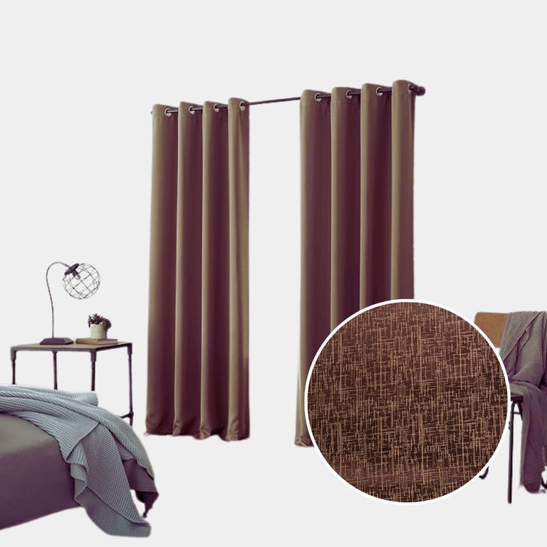 Cortina con aros jacquard 3mts ancho compartido x 2.30 alto Chocolate