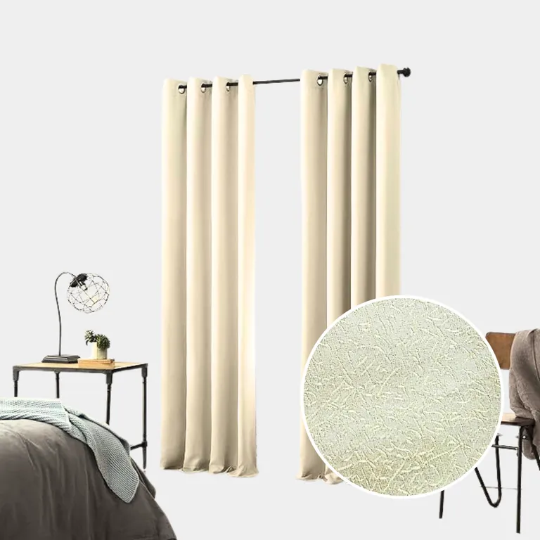 Cortina con aros jacquard 3mts ancho compartido x 2.30 alto CREMA