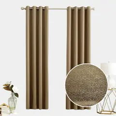 SALA FABULOSA - Cortina con aros jacquard 3mts ancho compartido x 2.30 alto Oro viejo