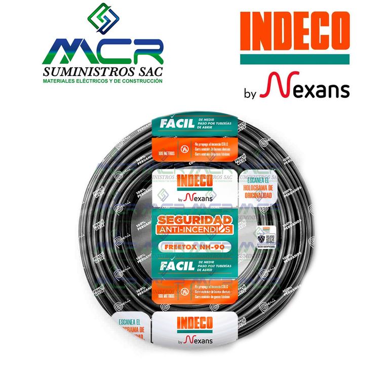CABLE NH-90 LIBRE HALOGENO 2.5 mm2 NEGRO ROLLO DE 100m INDECO
