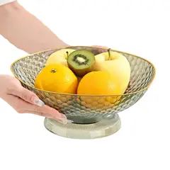 ELMEJORPRECIO - Frutero Con Base Escurridor Para Snacks Hexágono Transparente Gris
