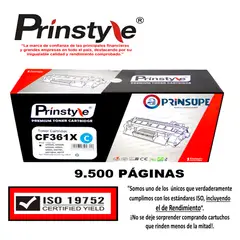 PRINSTYLE - TONER 508A 9.500 PRINSTYLE 508X CF361X  -  CYAN PÁG. ISO 19752