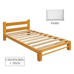GENERICO - Cama Ranchera Desarmable Madera Capirona 1 Plazas