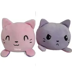 GENERICO - Gatito Reversible Lila-Rosado Doble Cara Peluche