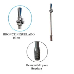 GENERICO - Bombilla Para Tomar Mate Argentina de Bronce Niquelado