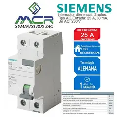 SIEMENS - INTERRUPTOR DIFERENCIAL 2X25 AC 30MA