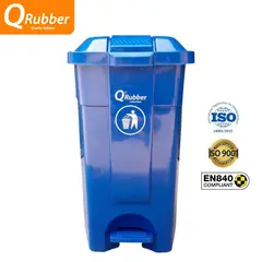 QRUBBER - Tacho de plástico (HDPE) 70 litros azul con pedal