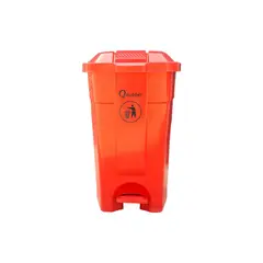 QRUBBER - Tacho de plástico (HDPE) 70 litros rojo con pedal