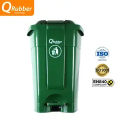 QRUBBER - Tacho de plástico (HDPE) 70 litros verde con pedal