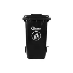 QRUBBER - Tacho de plástico (HDPE) 240 litros gris con pedal