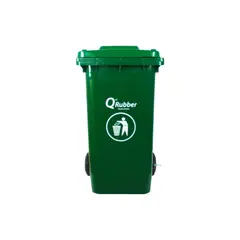 QRUBBER - Tacho de plástico (HDPE) 240 litros verde con pedal