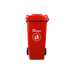 QRUBBER - Tacho de plástico (HDPE) 120 litros rojo