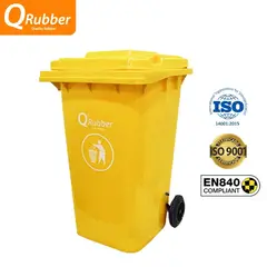 QRUBBER - Tacho de plástico de 240 litros amarillo