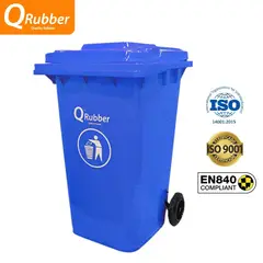 QRUBBER - Tacho de plástico de 240 litros azul QRubber