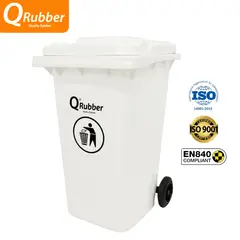 QRUBBER - Tacho de plástico de 240 litros blanco