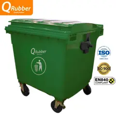 QRUBBER - Contenedor de plástico (HDPE) 1100 litros verde