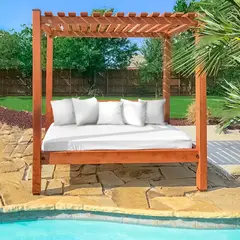 MOVENDA - Reposera de Piscina con techo Lucina