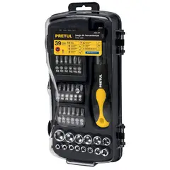 PRETUL - Juego de 39 herramientas 1/4" para mecánico COD 23971 Pretul