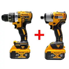 GENERICO - COMBO ATORNILLADOR DE IMPACTO TALADRO PERCUTOR 21V