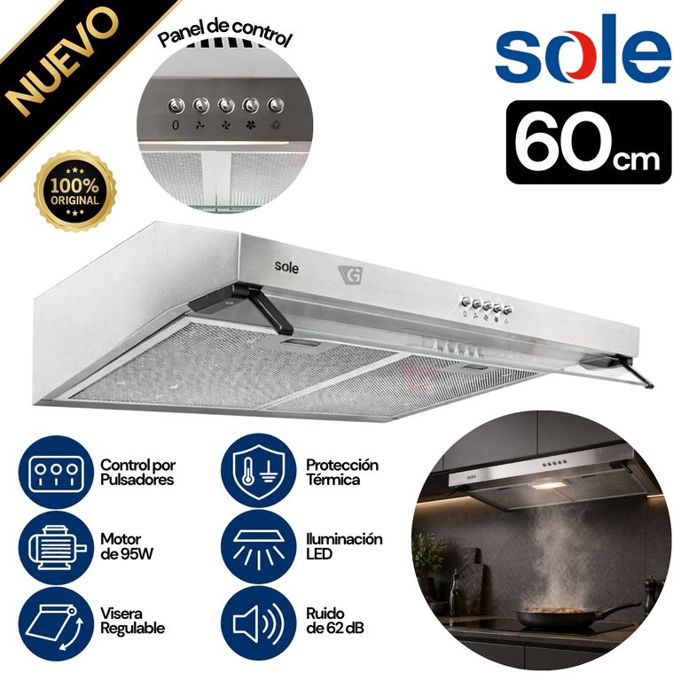 Campana Extractora Roma Sole Acero Inoxidable 60cm TURE15C0V2