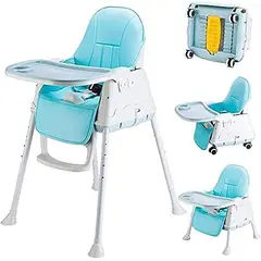 GENERICO - Silla de Comer Bebe 3 en 1 Celeste