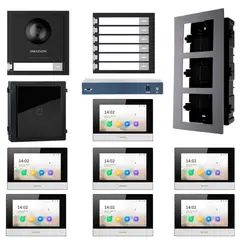 HIKVISION - KIT VIDEO PORTERO IP MÓDULO LECTOR 7 DEPARTAMENTOS 1080P APP