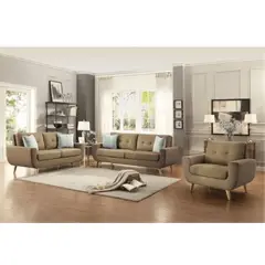 ALTO HOGAR - Juego de Sala 3 2 1 Karime Ocre + Cojines Decorativos Antifluido