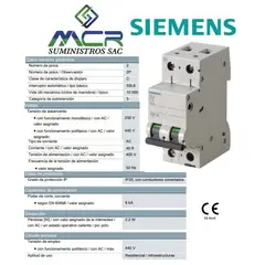 SIEMENS - INTERRUPTOR TERMOMAGNETICO 2X40 A 400V 2P 40A