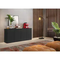 TU MESITA - Vitrina para vajilla 4 puertas Kendall color Negro