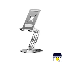GENERICO - Soporte de acero holder 360° doble articulacion para celular - Plateado