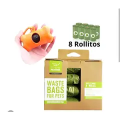 GENERICO - NUMBELL BOLSAS BIODEGRADABLES PARA MASCOTA CAJA X 8 ROLLOS