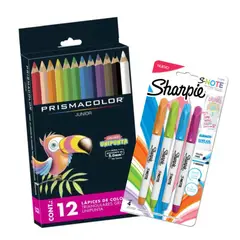 PRISMACOLOR - Jr 12 Lápices Triangular + Resaltador 4 Colores