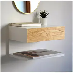 VENTITAS HOME - Velador Flotante Kendoll Blanco y Rovere
