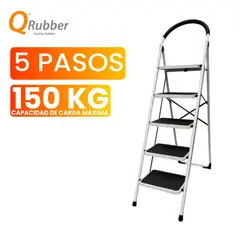 QRUBBER - Escalera plegable de acero 5 peldaños -