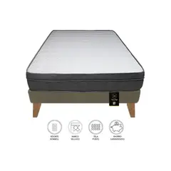 BARAKA HOME - Cama Turin Slim 1.5 Plz + 1 almohada - Beige Oscuro