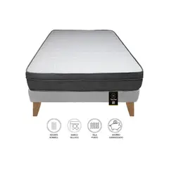 BARAKA HOME - Cama Turin Slim 1.5 Plz + 1 almohada - Gris Claro