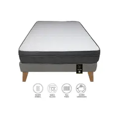 BARAKA HOME - Cama Turin Slim 2 Plz + 2 almohadas - Gris Oscuro