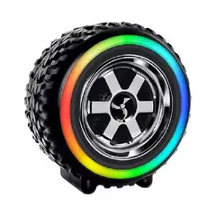 IMPORTADO MC - Bocina Bluetooth Forma de Llanta Luz LED RGB USB-Micro SD