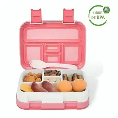 GENERICO - Táper Tipo Bentgo Box Hermético Para Niña De 5 Divisiones Con Cubierto