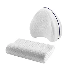 GENERICO - Almohada Ortopédica Cervical + Almohada Ortopédica Espuma para Piernas.