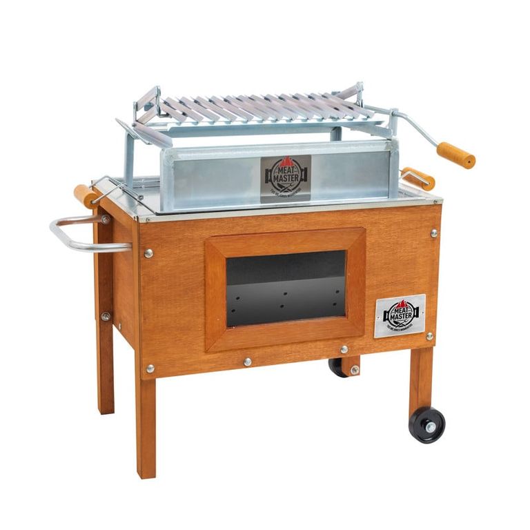 Caja China Master Con Ventana + Parrilla Levadiza Galv + Termometro