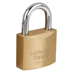 HERMEX - Candado de hierro 40 mm color laton Basic,