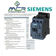 SIEMENS - CONTACTOR TRIPOLAR 17 AMPERIOS 24 V AC