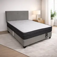 BARAKA HOME - Dormitorio Turin 2 Plz + Cabecera + 2 Almohadas - Gris Oscuro