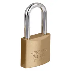 HERMEX - Candado de hierro Arco largo 30 mm, color laton,