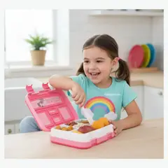 GENERICO - TAPER LONCHERA TIPO BENTO LIBRE DE BPA PARA NIÑAS COLOR ROSADO