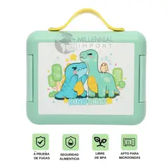 GENERICO - Lonchera para Niños Antiderrame de 4 divisiones de Dinosaurio Libre de BPA