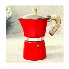 GENERICO - Cafetera italiana vintage roja 6 tz