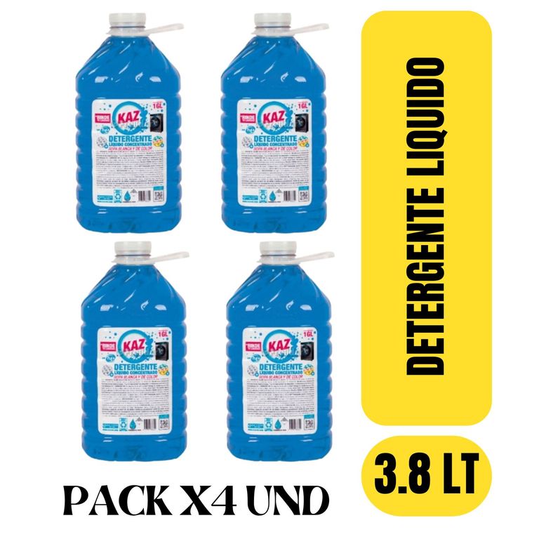 DETERGENTE LIQUIDO X4 UNIDADES KAZ GALON