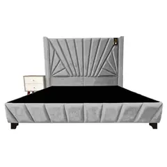 BARAKA HOME - Dormitorio Lienz 1.5 Plz + Cabecera + 1 Velador - Gris Claro